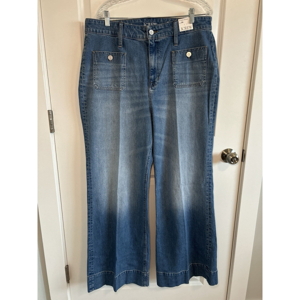 J. Crew Women’s High-rise Sailor Denim Trouser in 1996 Semi-stretch Size 34 NWT - Picture 3 of 11